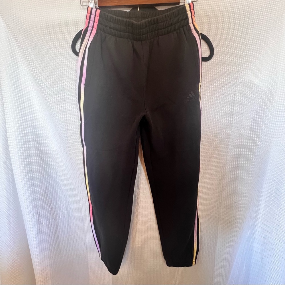 Adidas Jogger Sweatpants black with rainbow striping R
